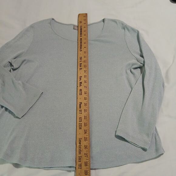 Chico's 3 Blue Shimmer long-sleeved lightweight swing sweater travel friendly - Picture 8 of 11